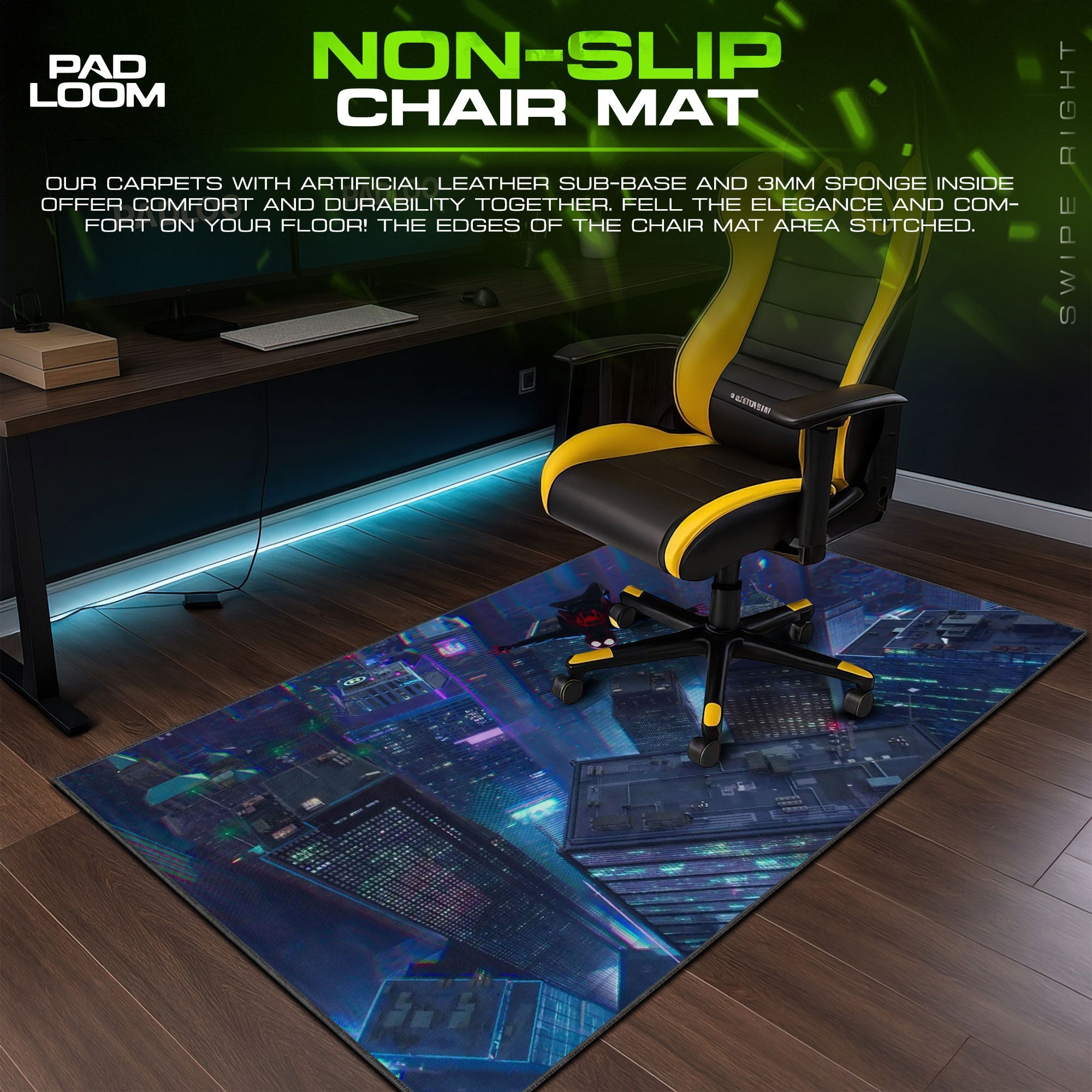 Spider-Verse City Dive Mouse Pad - Neon Skyline Gaming Desk Mat Padloom