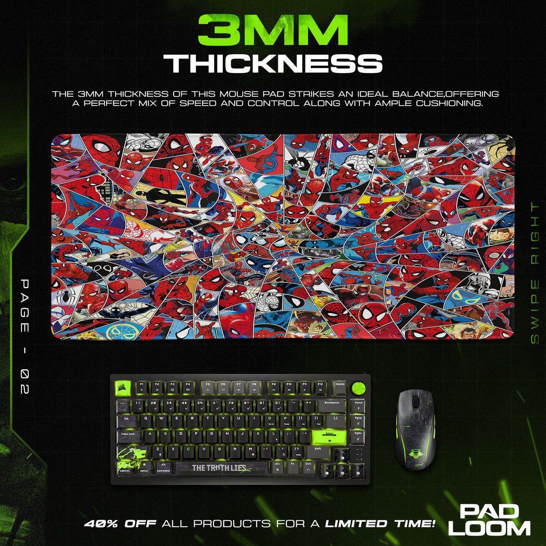Spider-Verse Collage Mouse Pad, Marvel Superhero Gaming Desk Mat