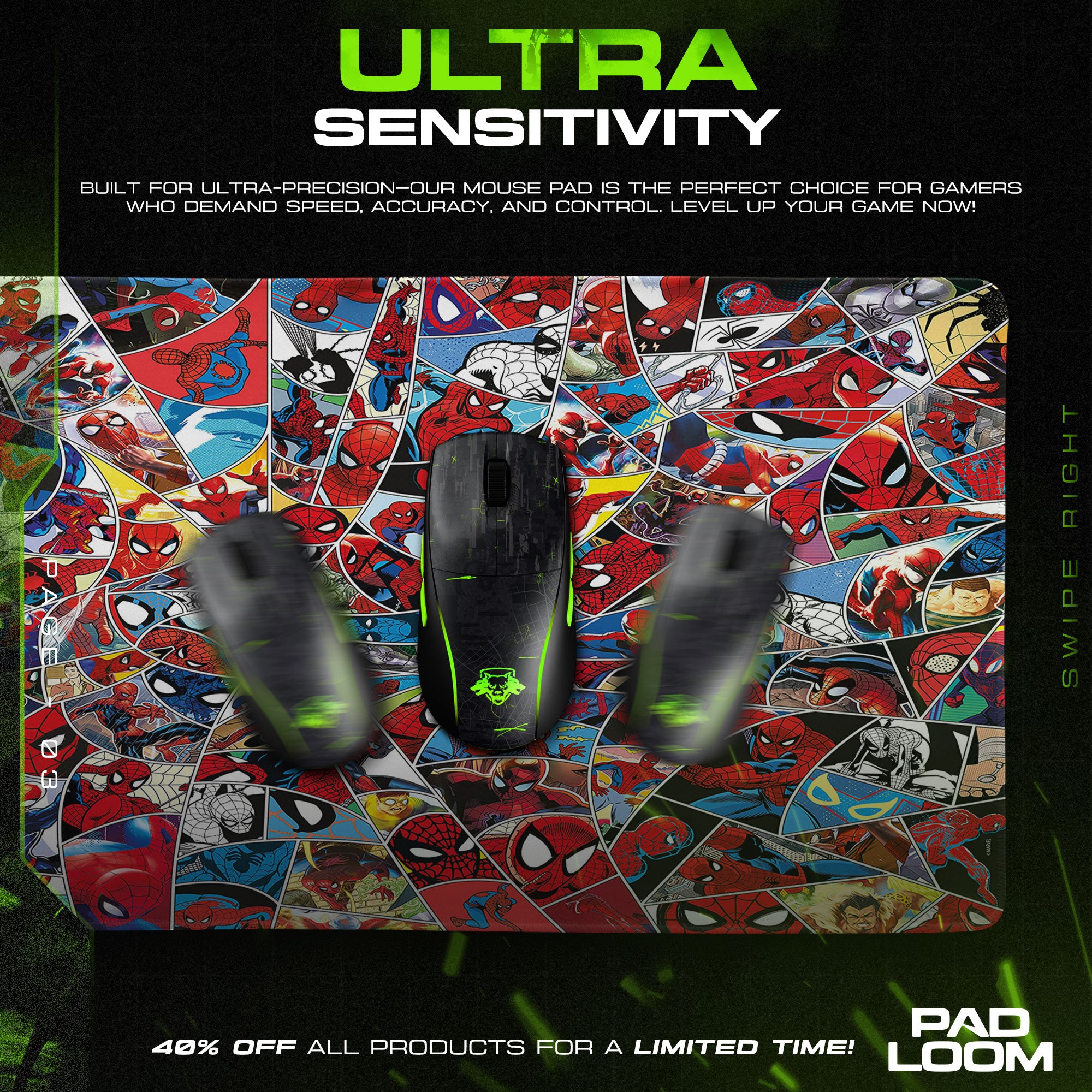 Spider-Verse Collage Mouse Pad, Marvel Superhero Gaming Desk Mat