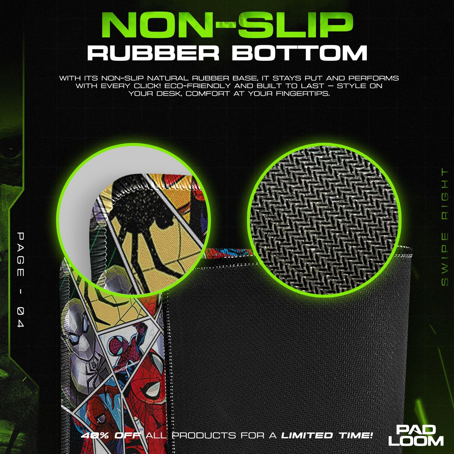 Spider-Verse Collage Mouse Pad, Marvel Superhero Gaming Desk Mat Padloom