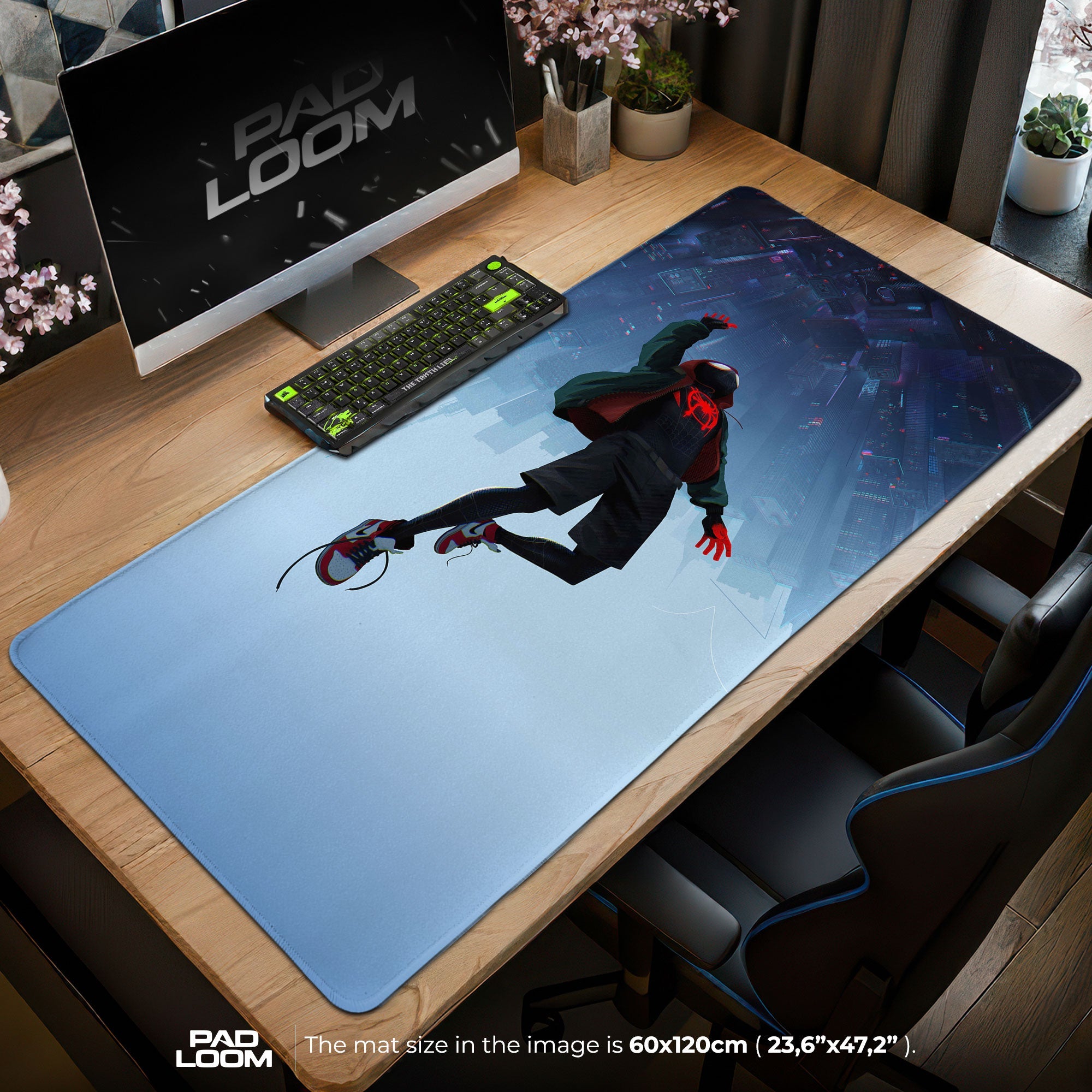 Spider-Verse Leap Mouse Pad - City Skyfall Gaming Desk Mat Padloom