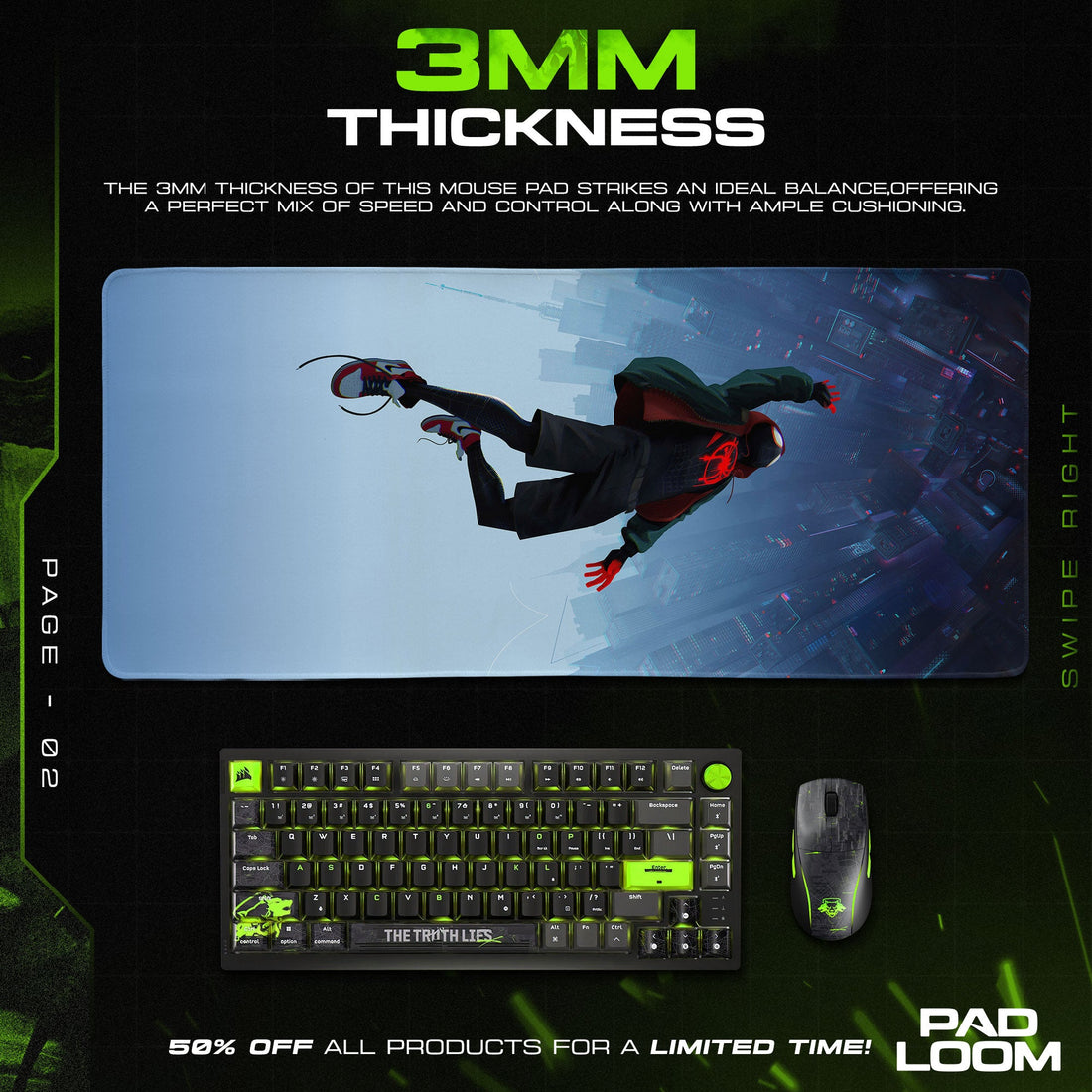 Spider-Verse Leap Mouse Pad - City Skyfall Gaming Desk Mat Padloom