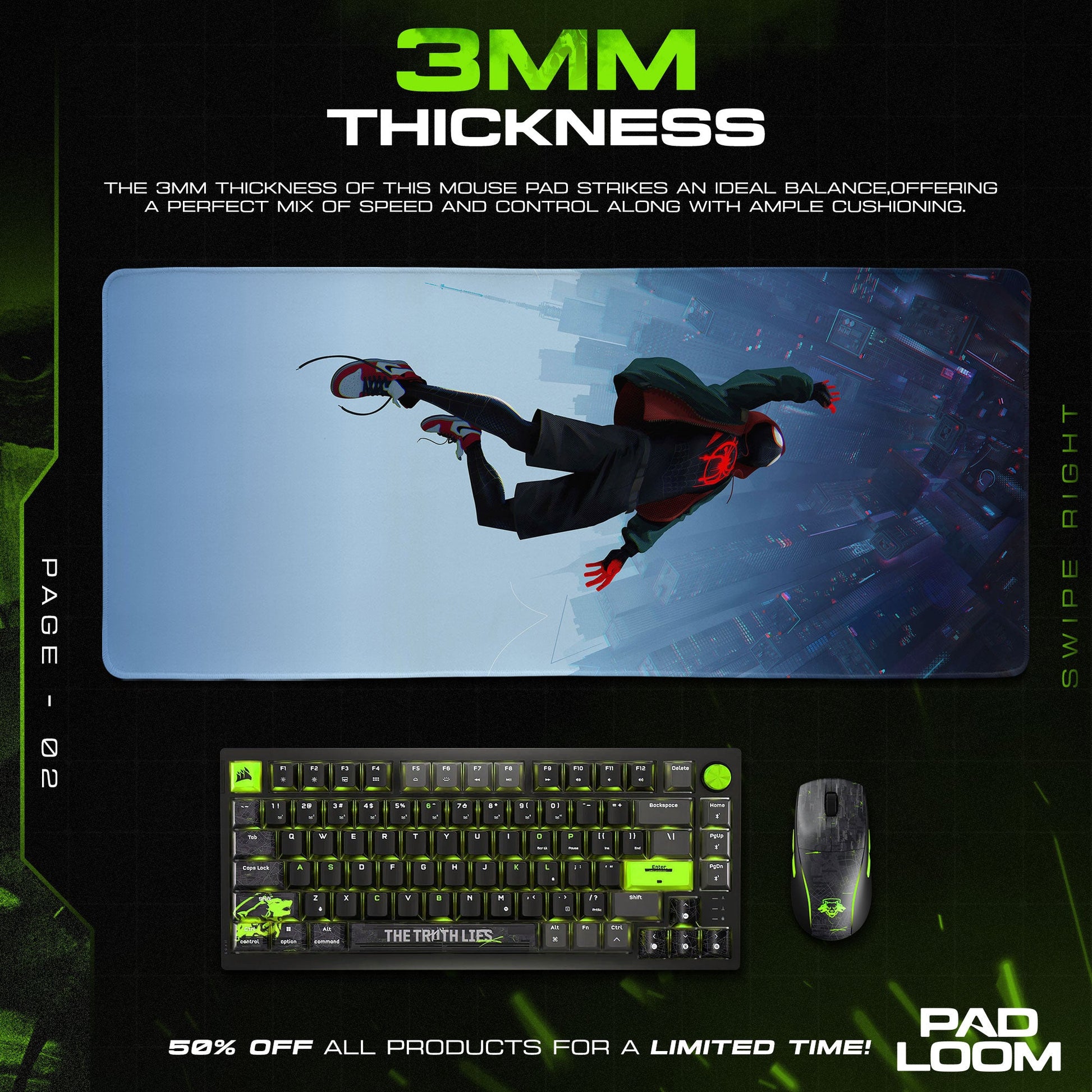 Spider-Verse Leap Mouse Pad - City Skyfall Gaming Desk Mat Padloom