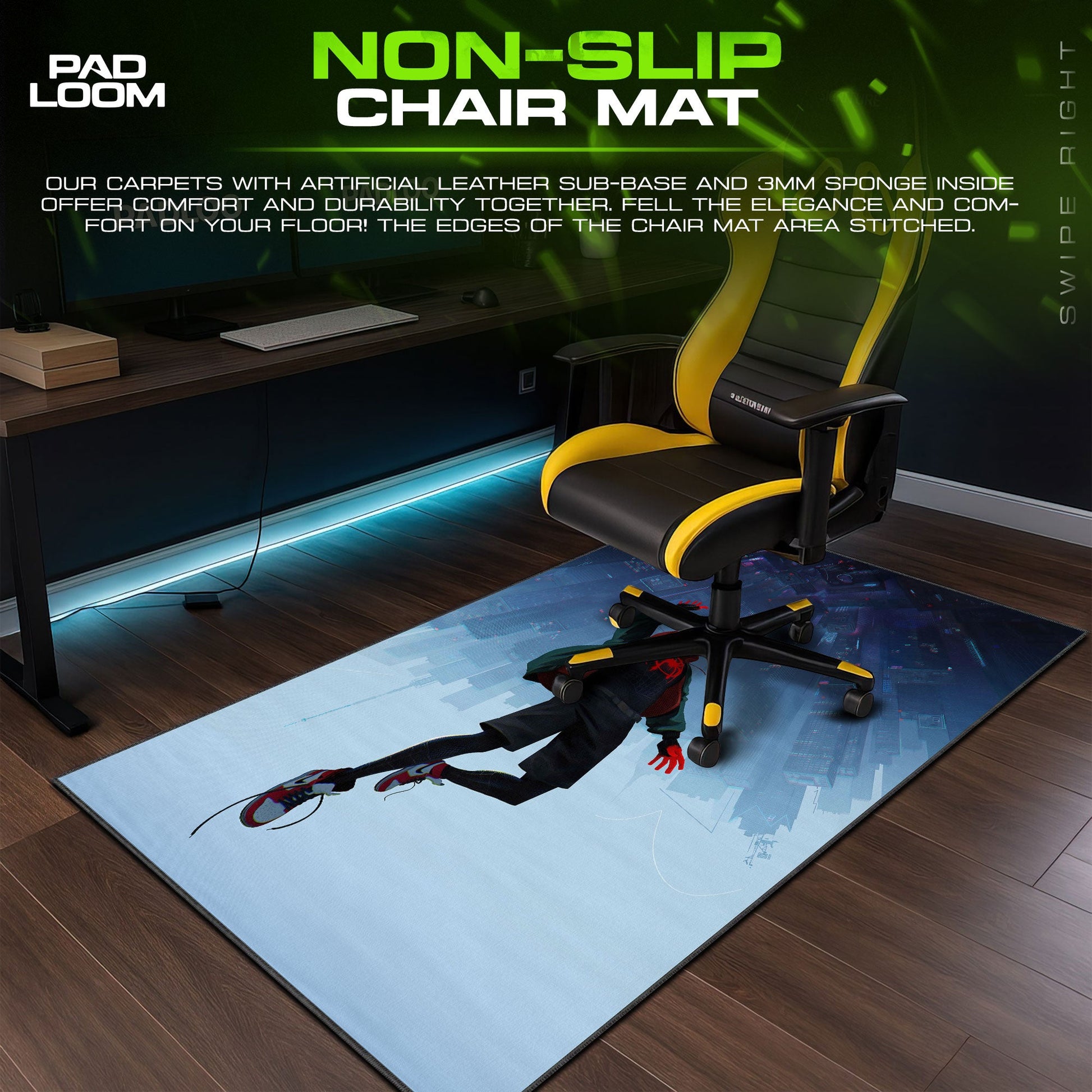 Spider-Verse Leap Mouse Pad - City Skyfall Gaming Desk Mat Padloom