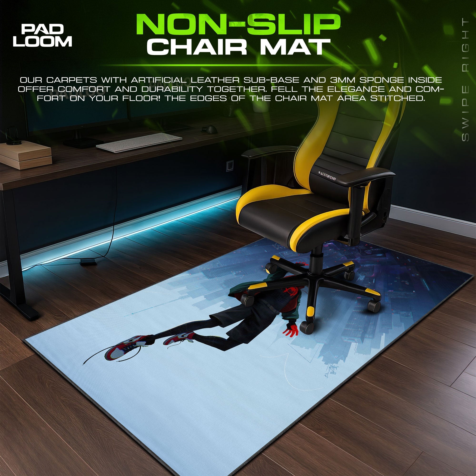 Spider-Verse Leap Mouse Pad - City Skyfall Gaming Desk Mat Padloom