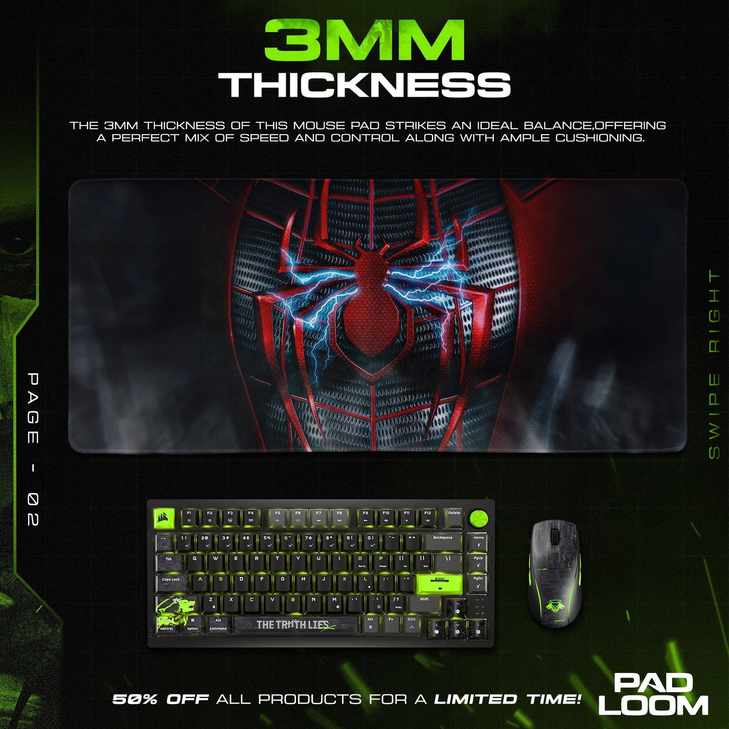Spider-Man Miles Morales Mouse Pad – Electric Suit Gaming Desk Mat Padloom