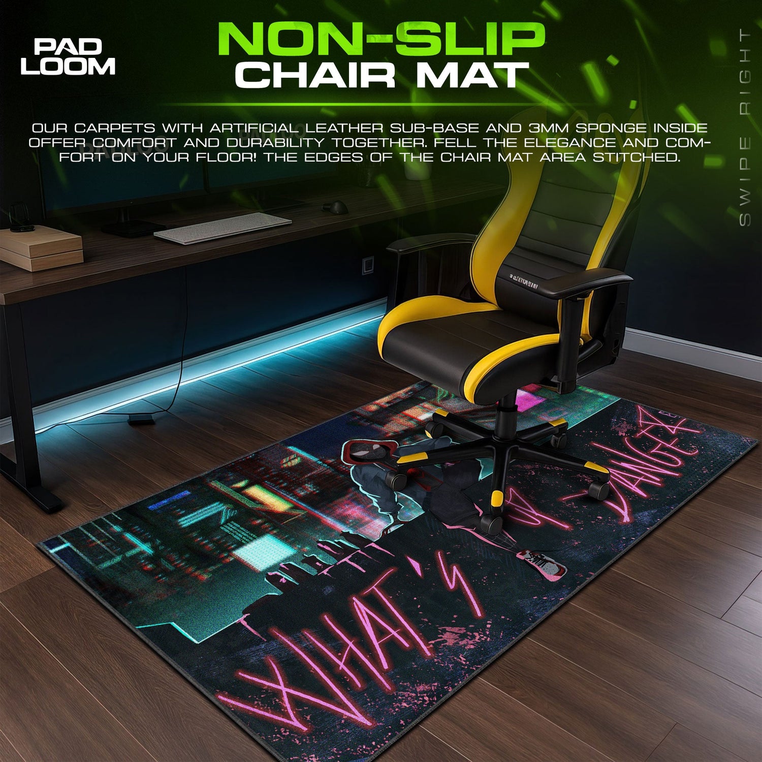 Spider-Man Miles Morales Mouse Pad, Neon City Gamer Desk Mat Padloom