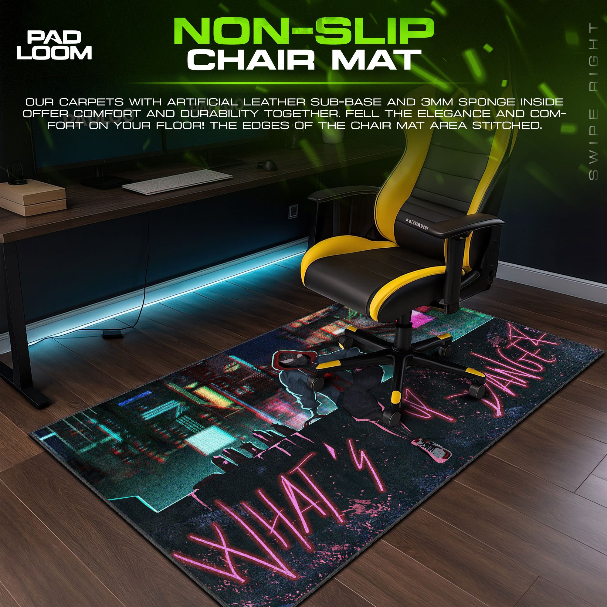 Spider-Man Miles Morales Mouse Pad, Neon City Gamer Desk Mat