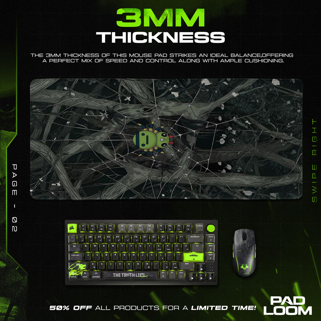 Spinarak Web Mouse Pad - Forest Hunter Gaming Desk Mat