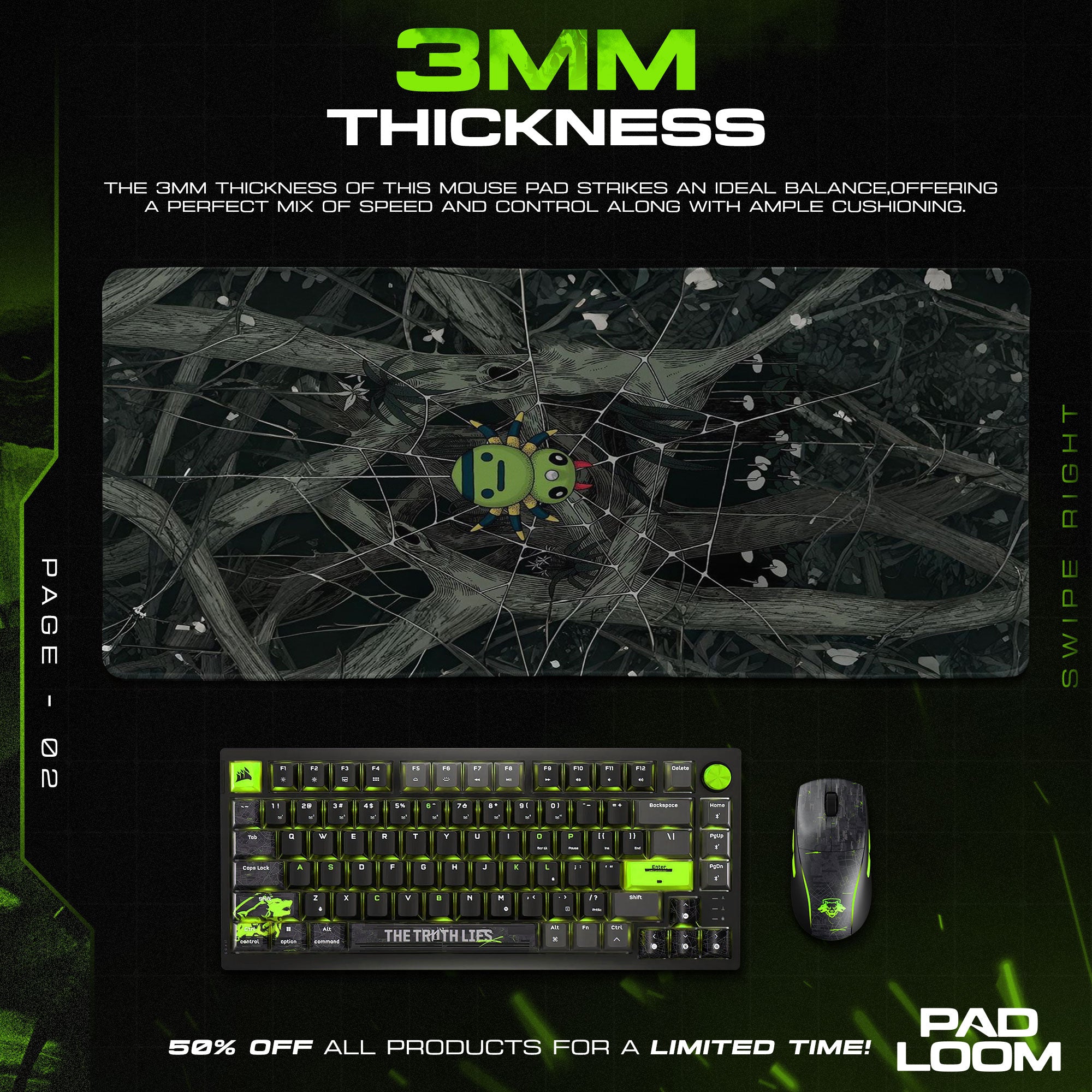 Spinarak Web Mouse Pad - Forest Hunter Gaming Desk Mat