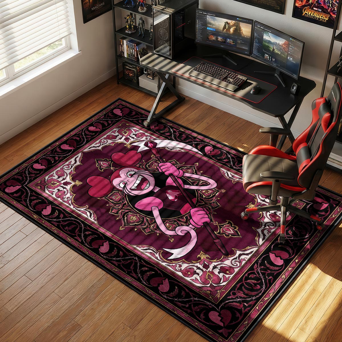 Spinel Heartbreaker themed area rug for home decor fans