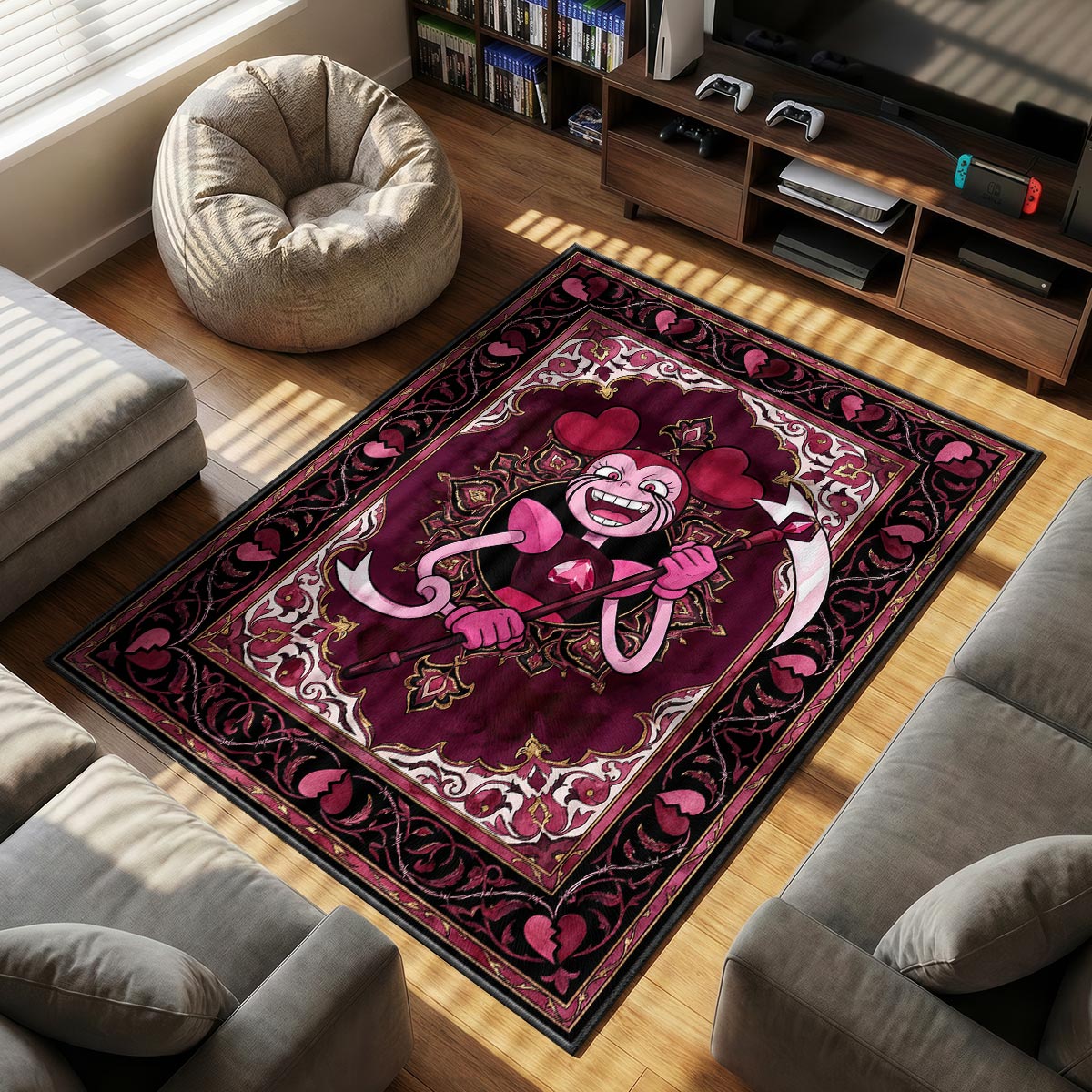 Area character design printed on rug