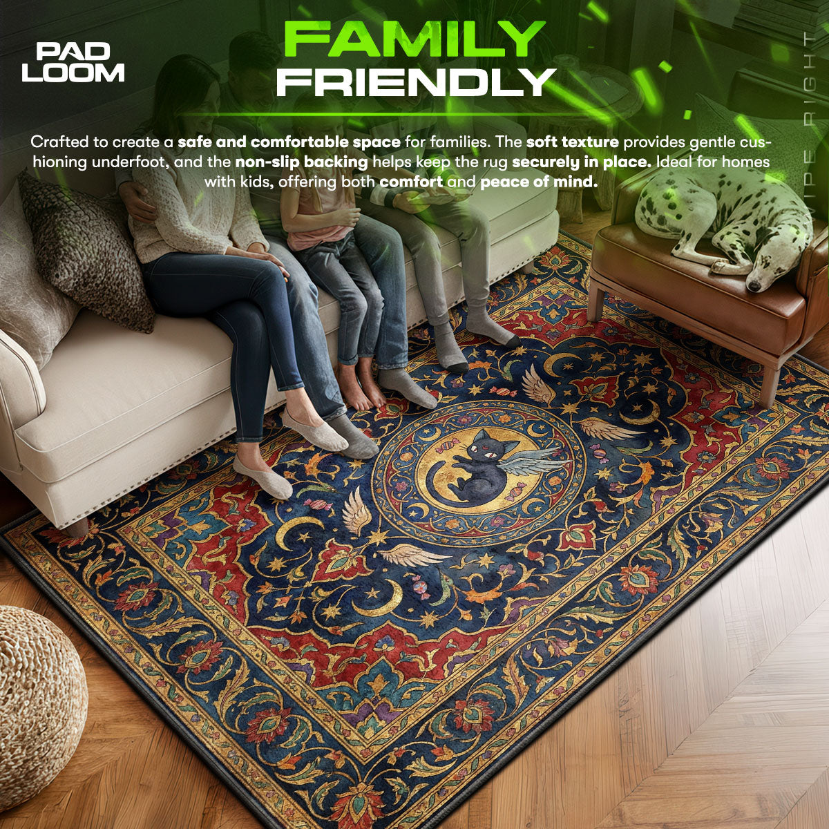 Spinel area rug showing full home decor artwork