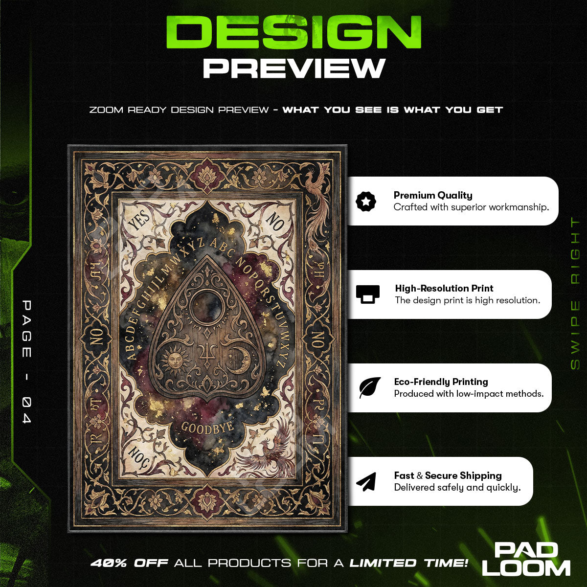 Spirit Board Planchette Occult Mystic Area rug — main product view
