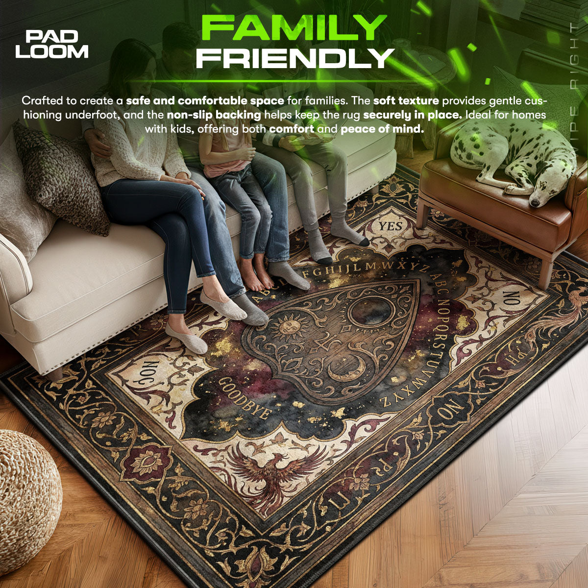 Area character design printed on rug