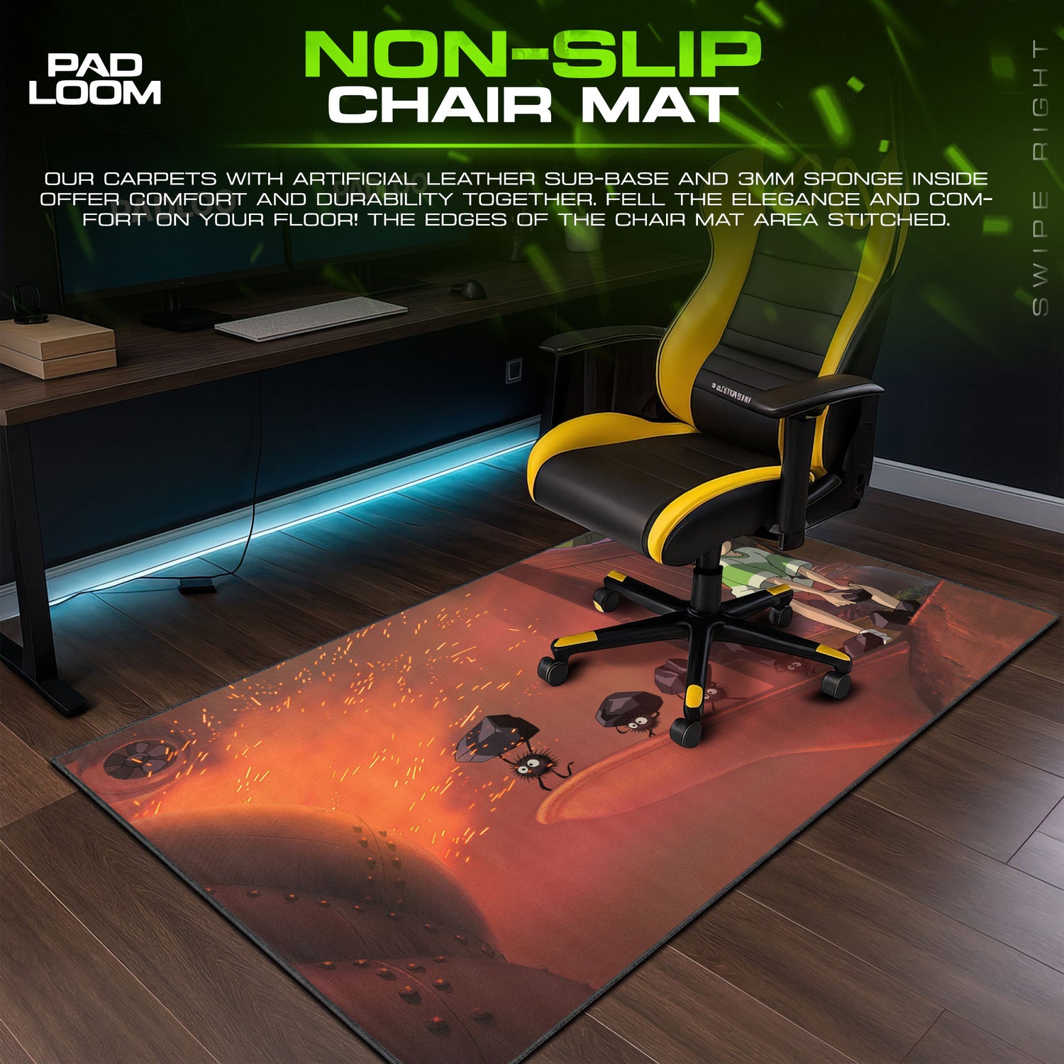 Spirited desk mat showing full Anime artwork