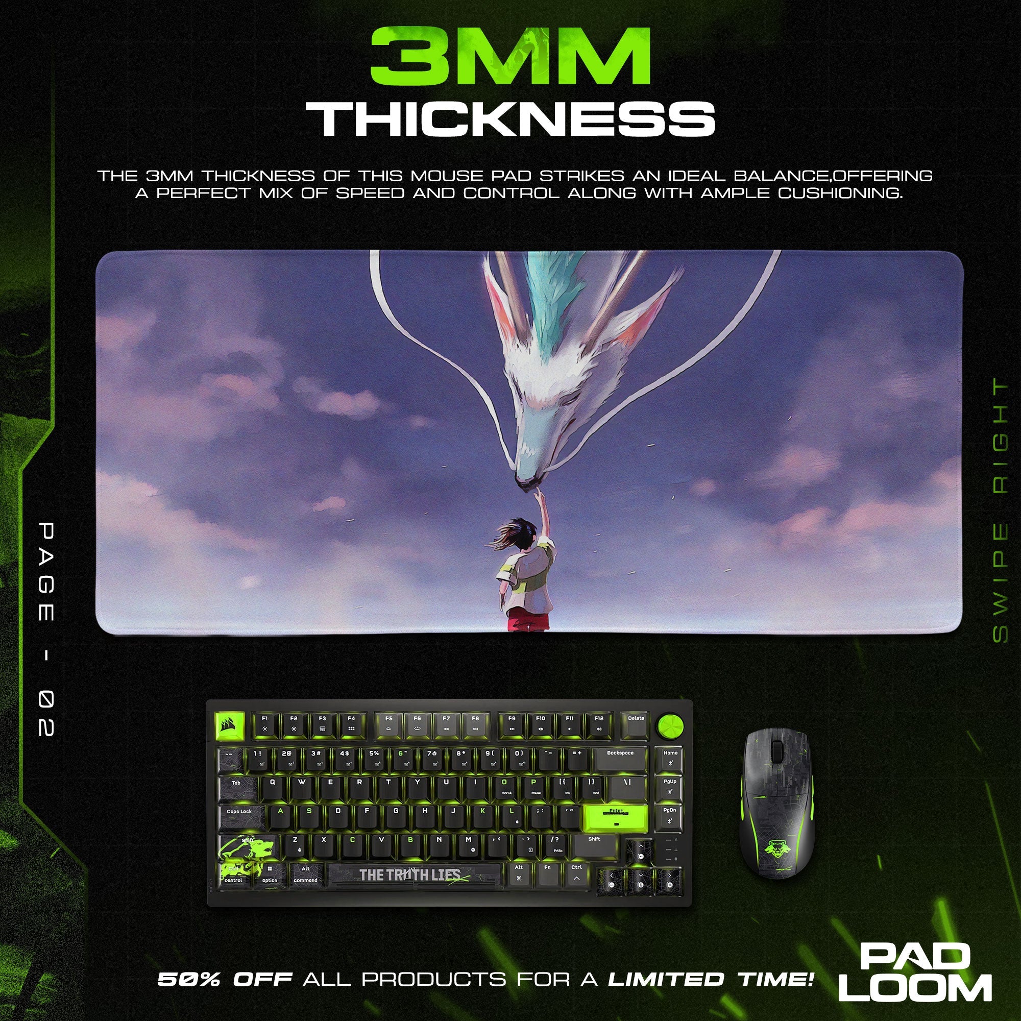 Spirited Away Dragon Spirit Mouse Pad - Studio Ghibli Anime Desk Mat Padloom