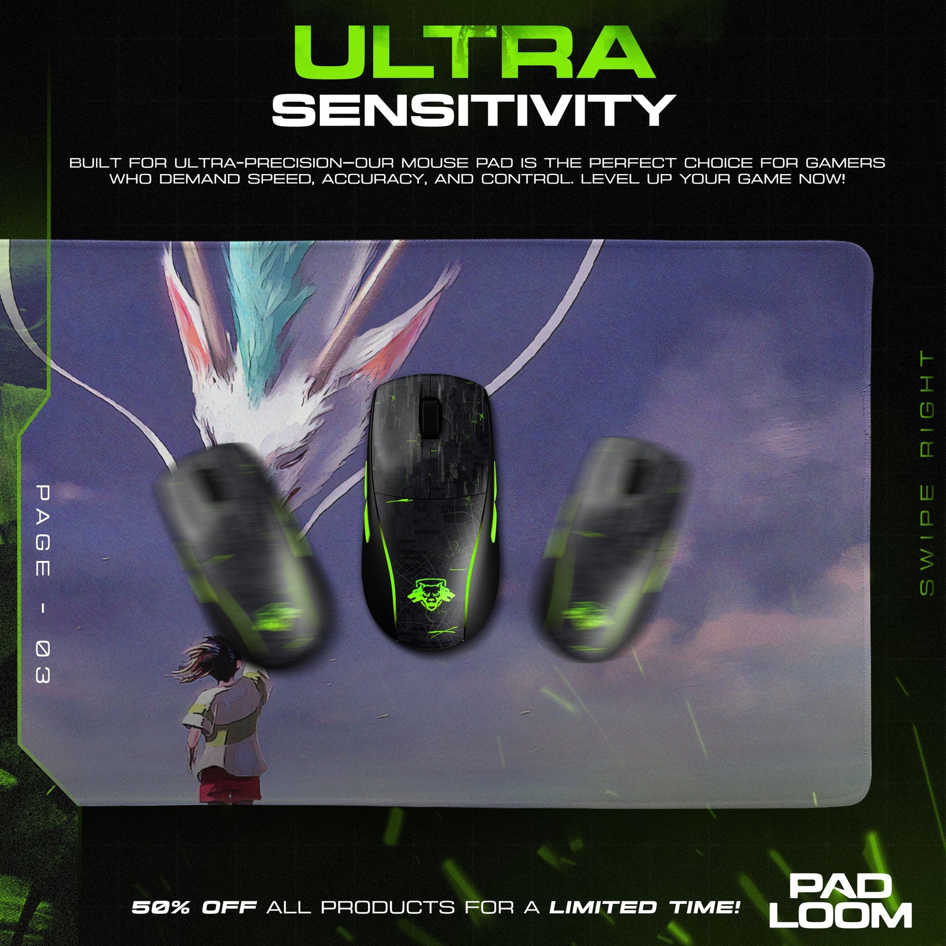 Spirited Away Dragon Spirit Mouse Pad - Studio Ghibli Anime Desk Mat Padloom