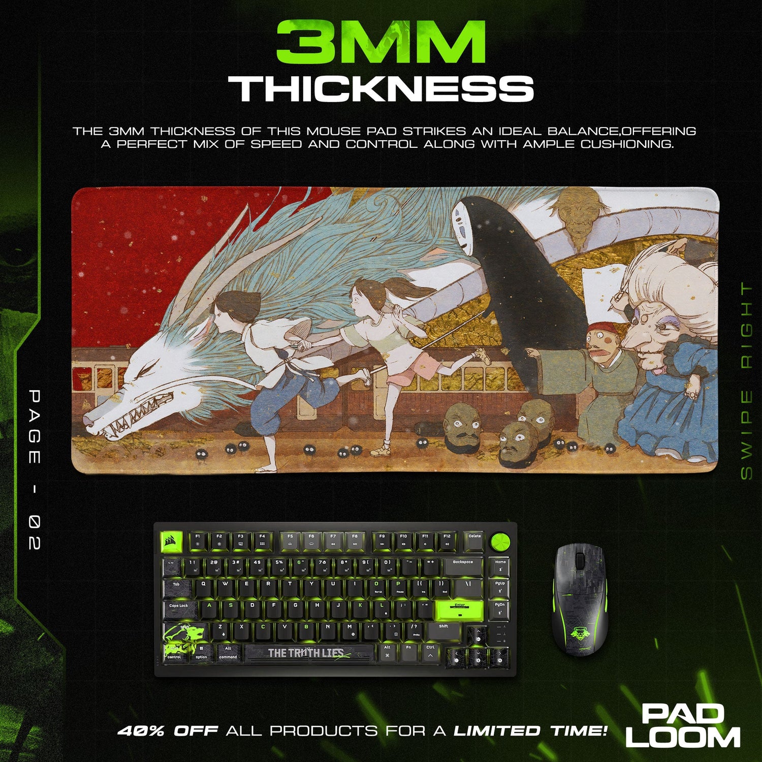 Spirited Away Journey Mouse Pad, Studio Ghibli Gaming Desk Mat Padloom