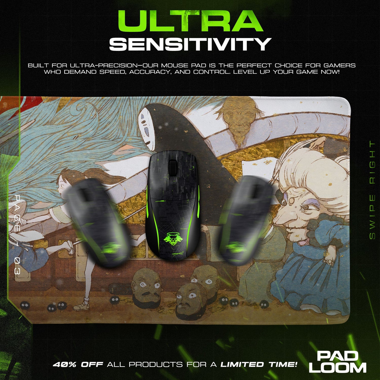 Spirited Away Journey Mouse Pad, Studio Ghibli Gaming Desk Mat Padloom