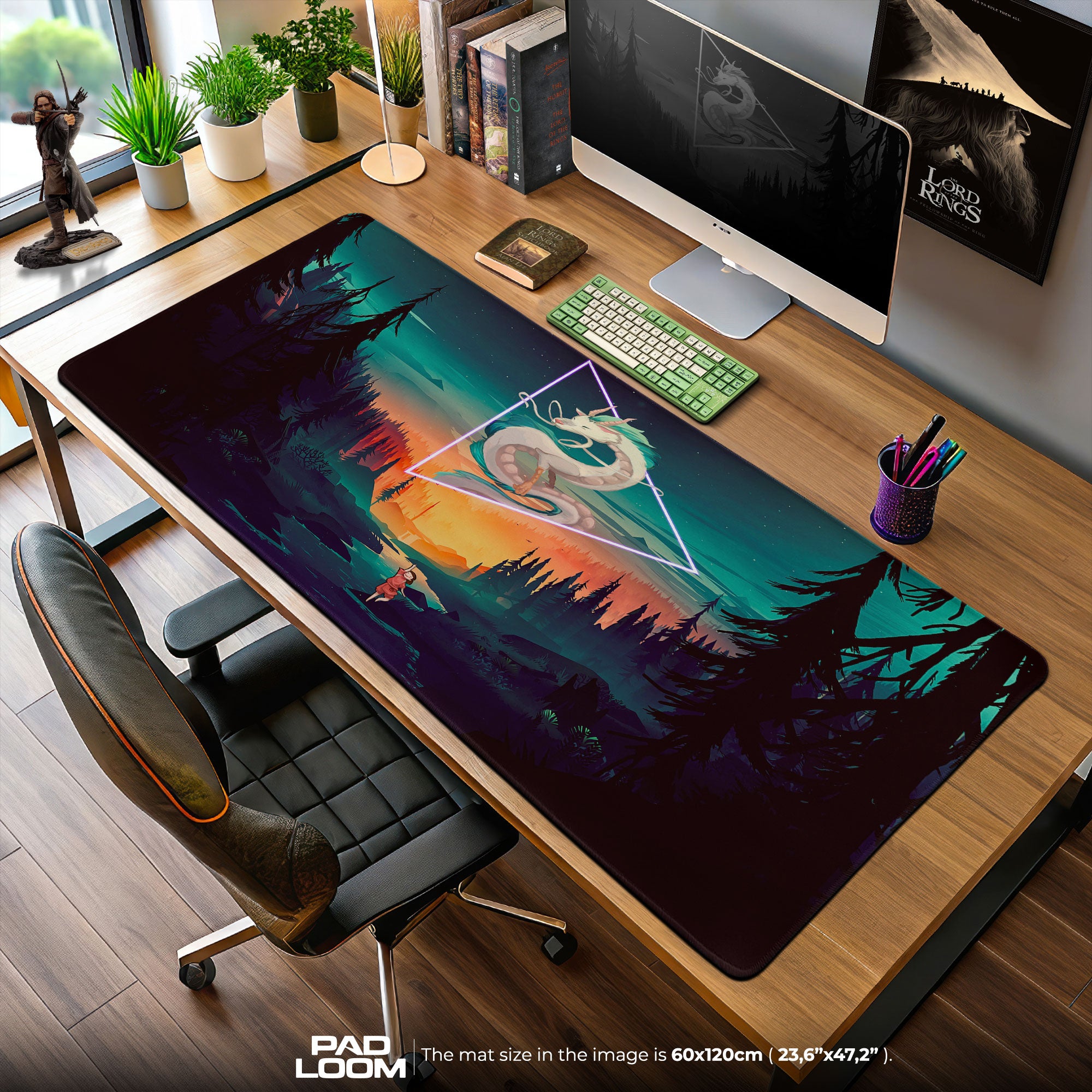 Spirited Away Mouse Pad, Haku Dragon Forest Gaming Desk Mat