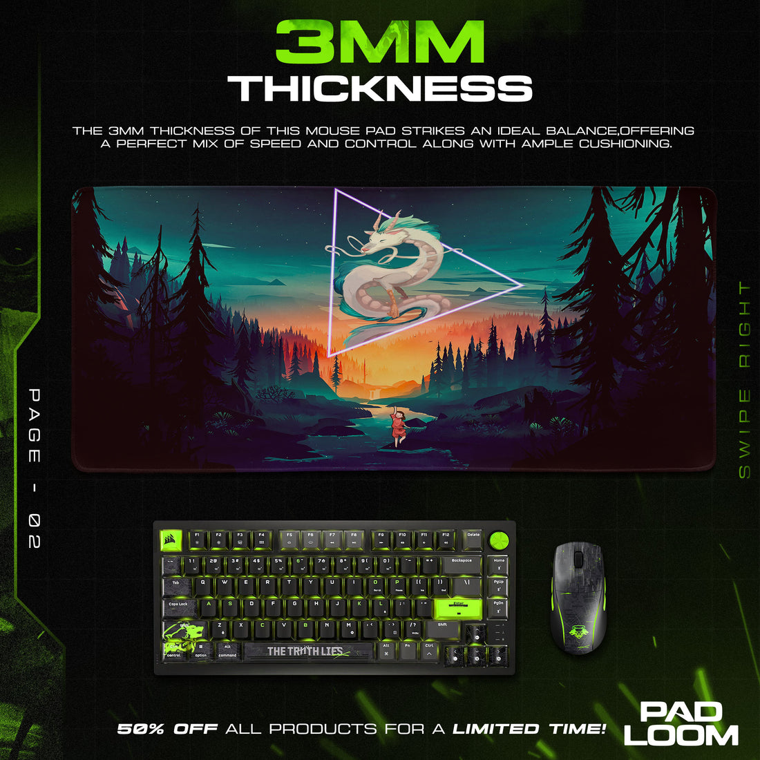 Spirited Away Mouse Pad, Haku Dragon Forest Gaming Desk Mat