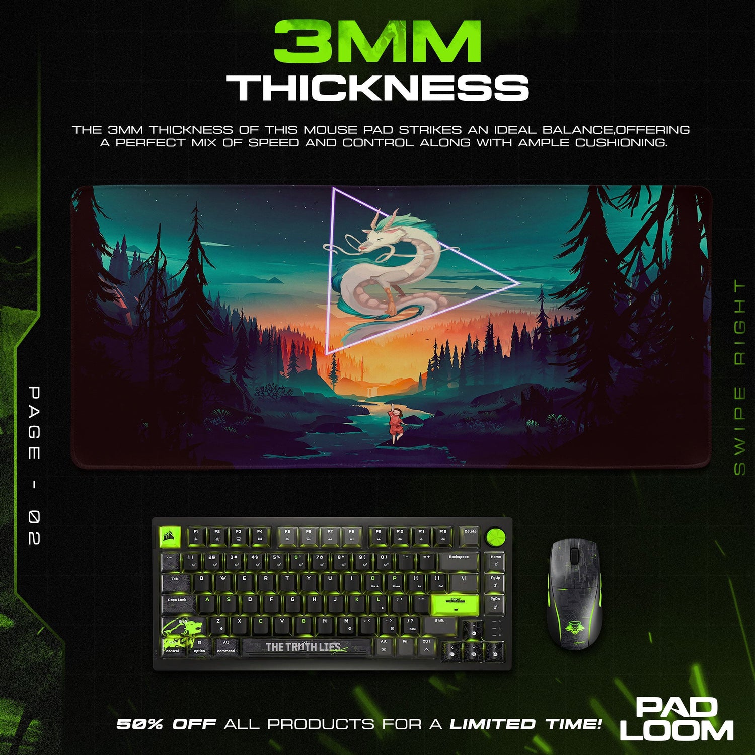 Spirited Away Mouse Pad, Haku Dragon Forest Gaming Desk Mat Padloom