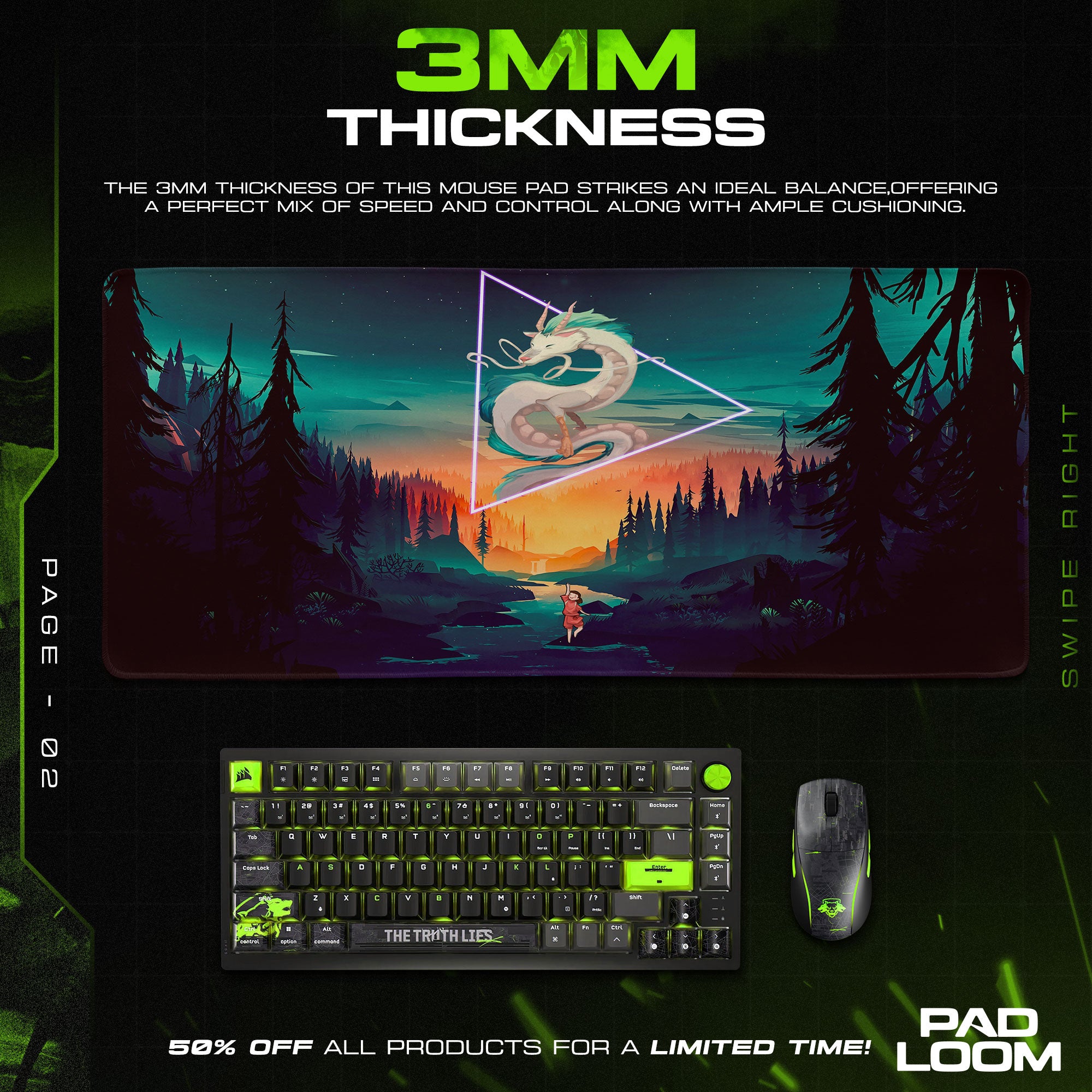 Spirited Away Mouse Pad, Haku Dragon Forest Gaming Desk Mat
