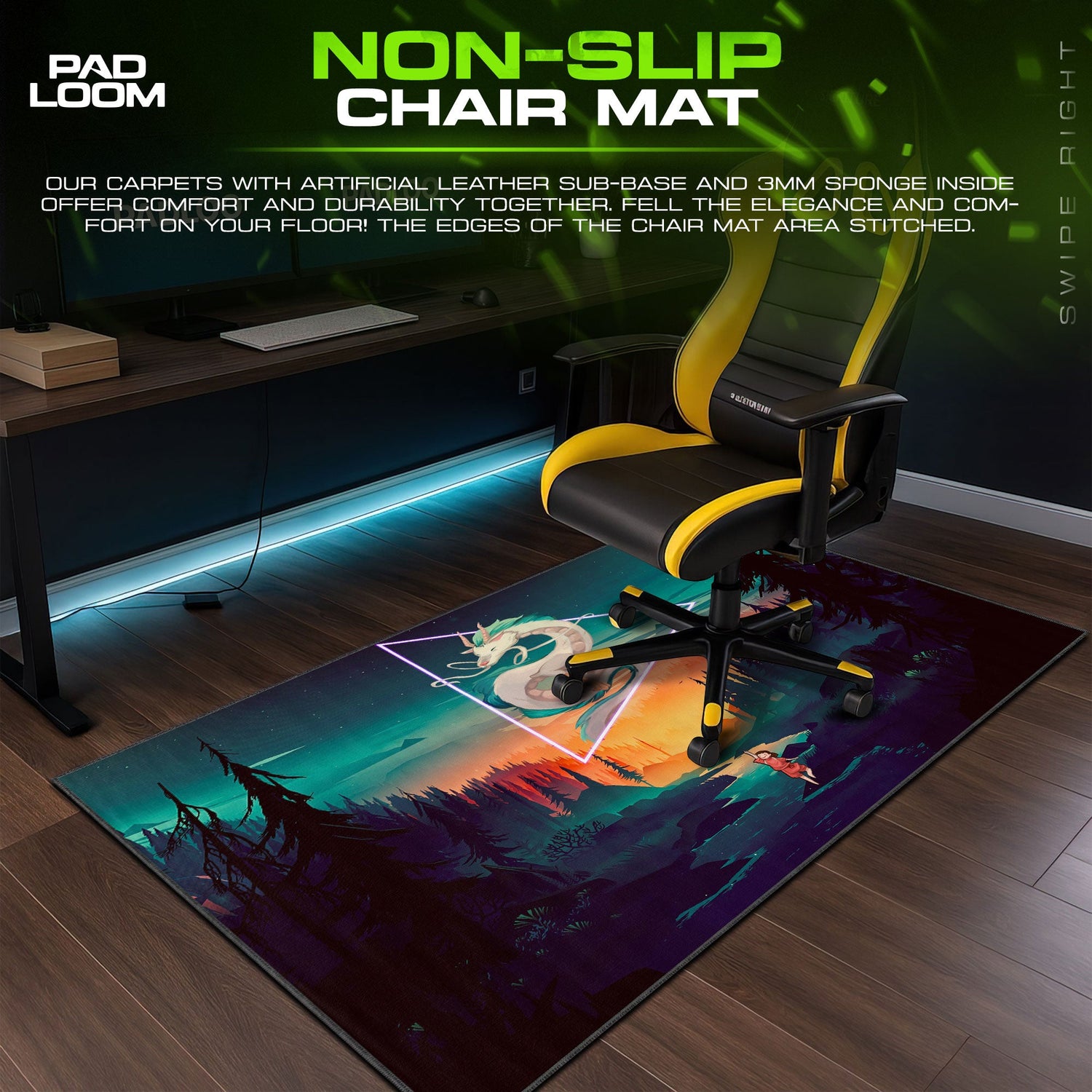 Spirited Away Mouse Pad, Haku Dragon Forest Gaming Desk Mat Padloom