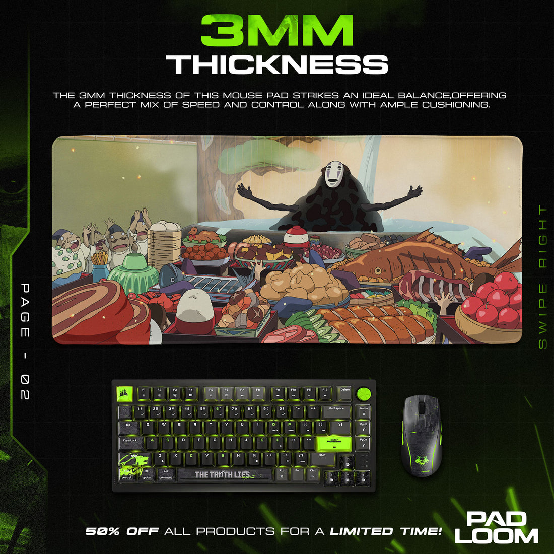 Spirited Away Mouse Pad, No Face Feast Gaming Desk Mat