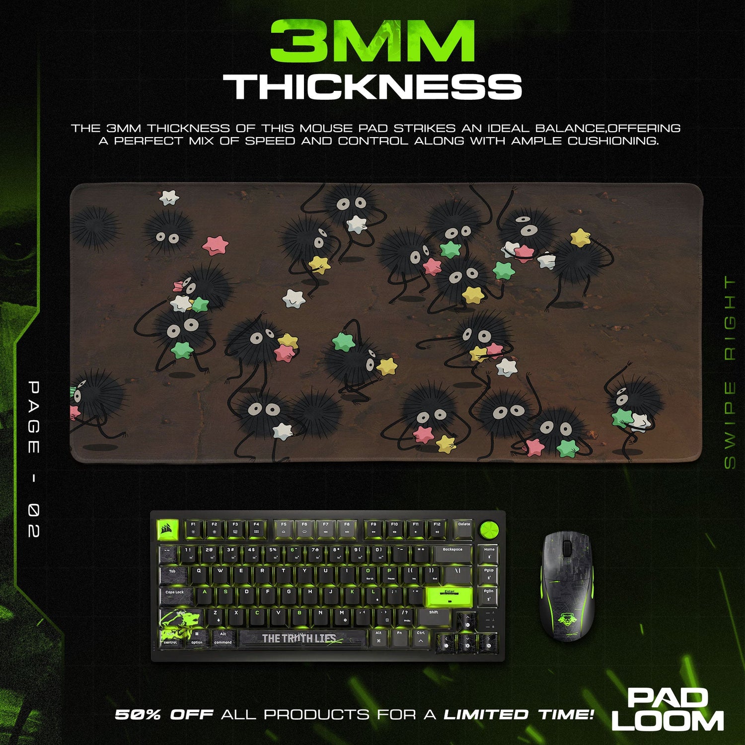 Spirited Away Mouse Pad, Soot Sprites Candy Gaming Desk Mat Padloom