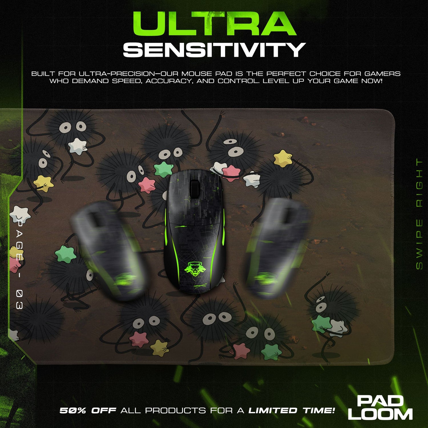 Spirited Away Mouse Pad, Soot Sprites Candy Gaming Desk Mat Padloom