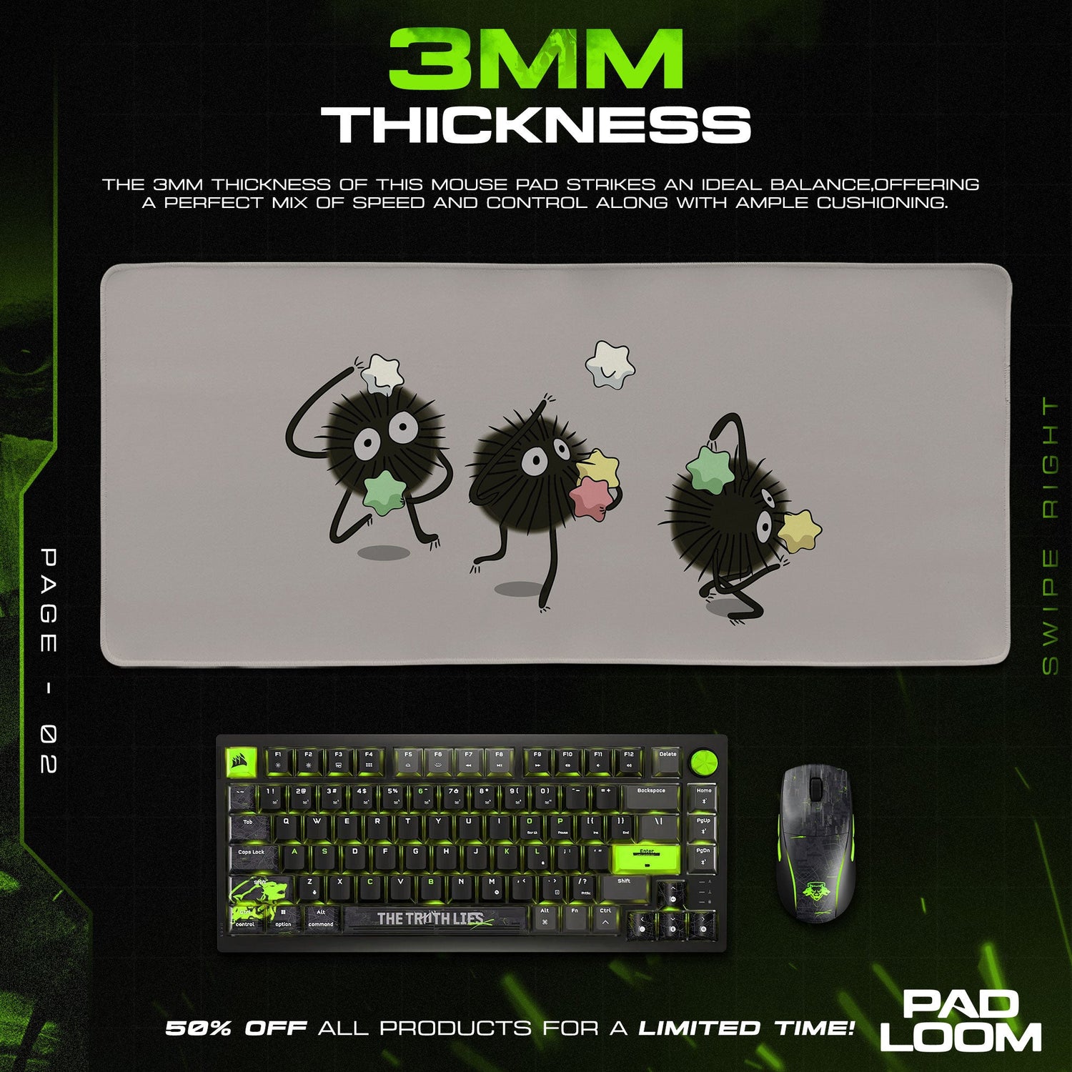 Spirited Away Mouse Pad, Soot Sprites Stars Gaming Desk Mat Padloom