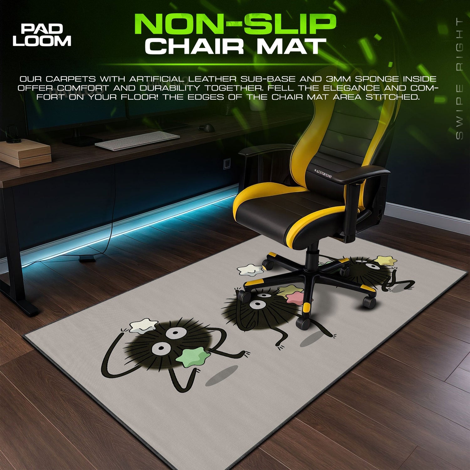 Spirited Away Mouse Pad, Soot Sprites Stars Gaming Desk Mat Padloom