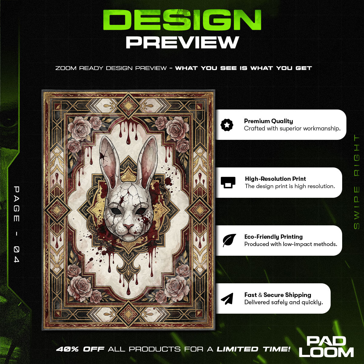 Splicer Rabbit Gothic Rug - BioShock Chair Mat