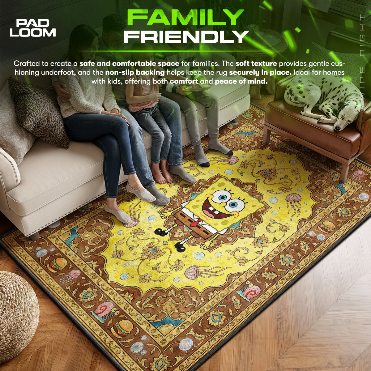 Area character design printed on rug