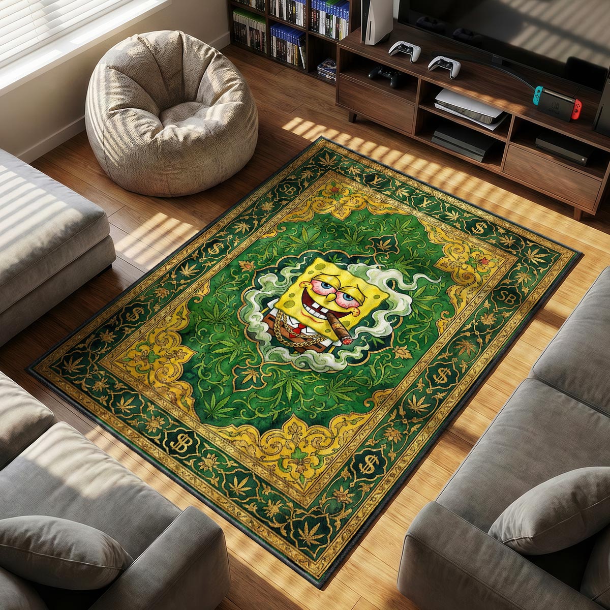 Spongebob High themed area rug for home decor fans