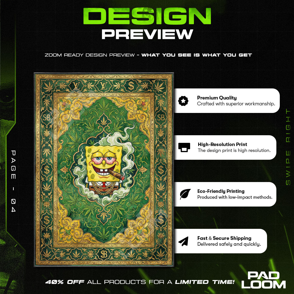 Floor character design printed on rug