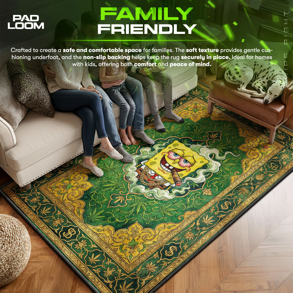 Spongebob area rug showing full home decor artwork