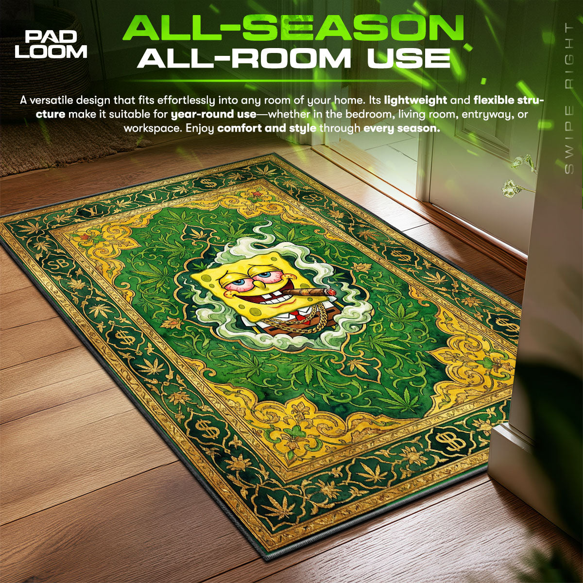 Spongebob High Life Luxury Stoner Floor fan rug — premium quality print