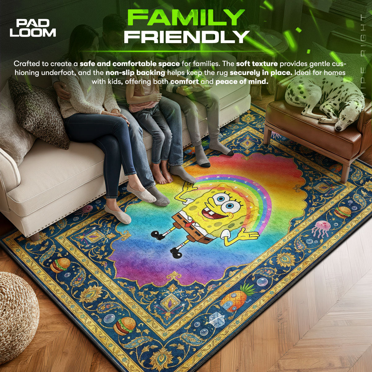 Area character design printed on rug
