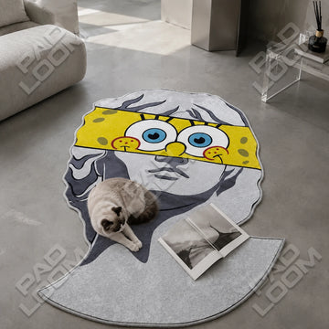 SpongeBob Statue shaped area rug, die-cut cartoon rug
