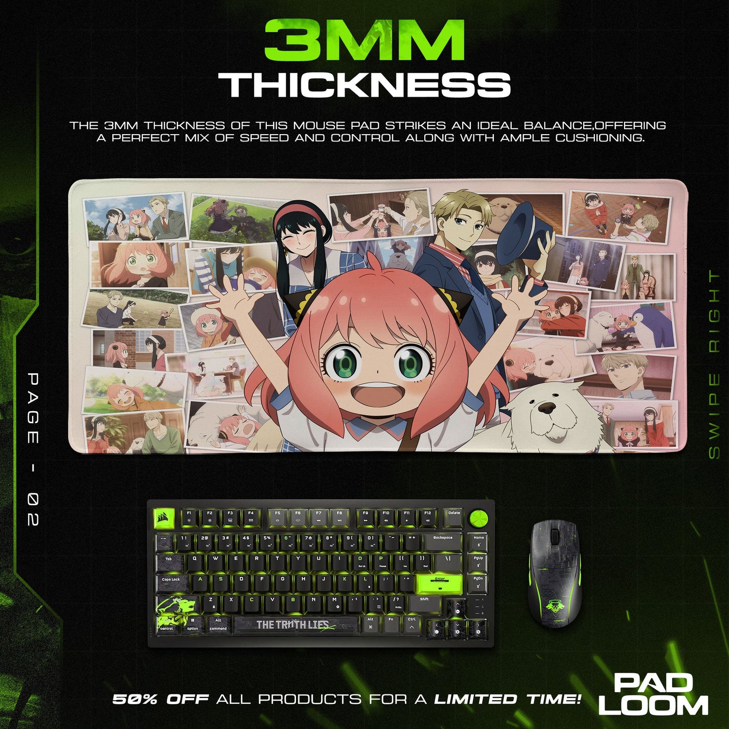 Spy x Family Mouse Pad, Anya Collage Gaming Desk Mat Padloom