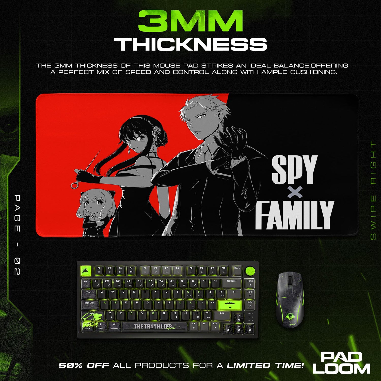 Spy x Family Mouse Pad – Shadow Trio Anime Desk Mat Padloom