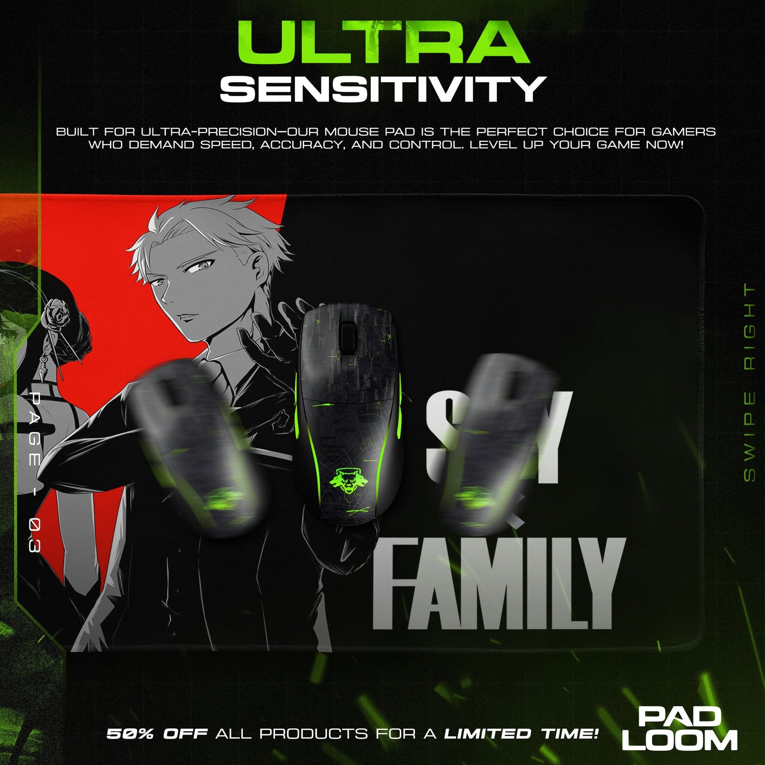Spy x Family Mouse Pad – Shadow Trio Anime Desk Mat Padloom