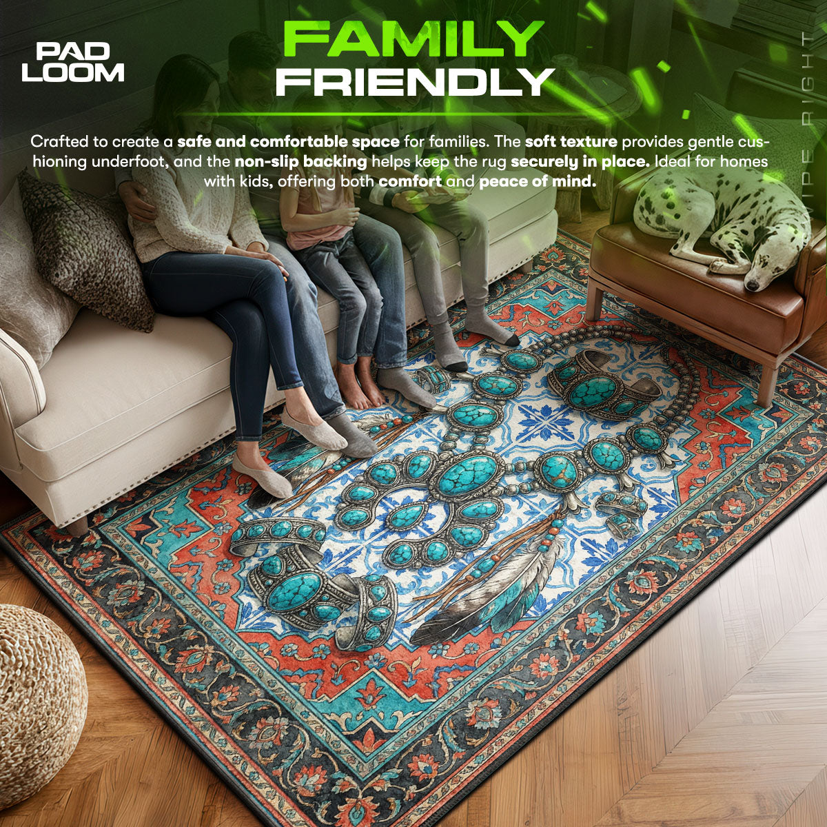 Area character design printed on rug
