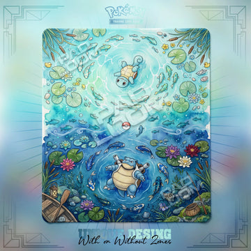 Squirtle Blastoise 2-player Pokemon TCG playmat, 24x28 in duel mat design
