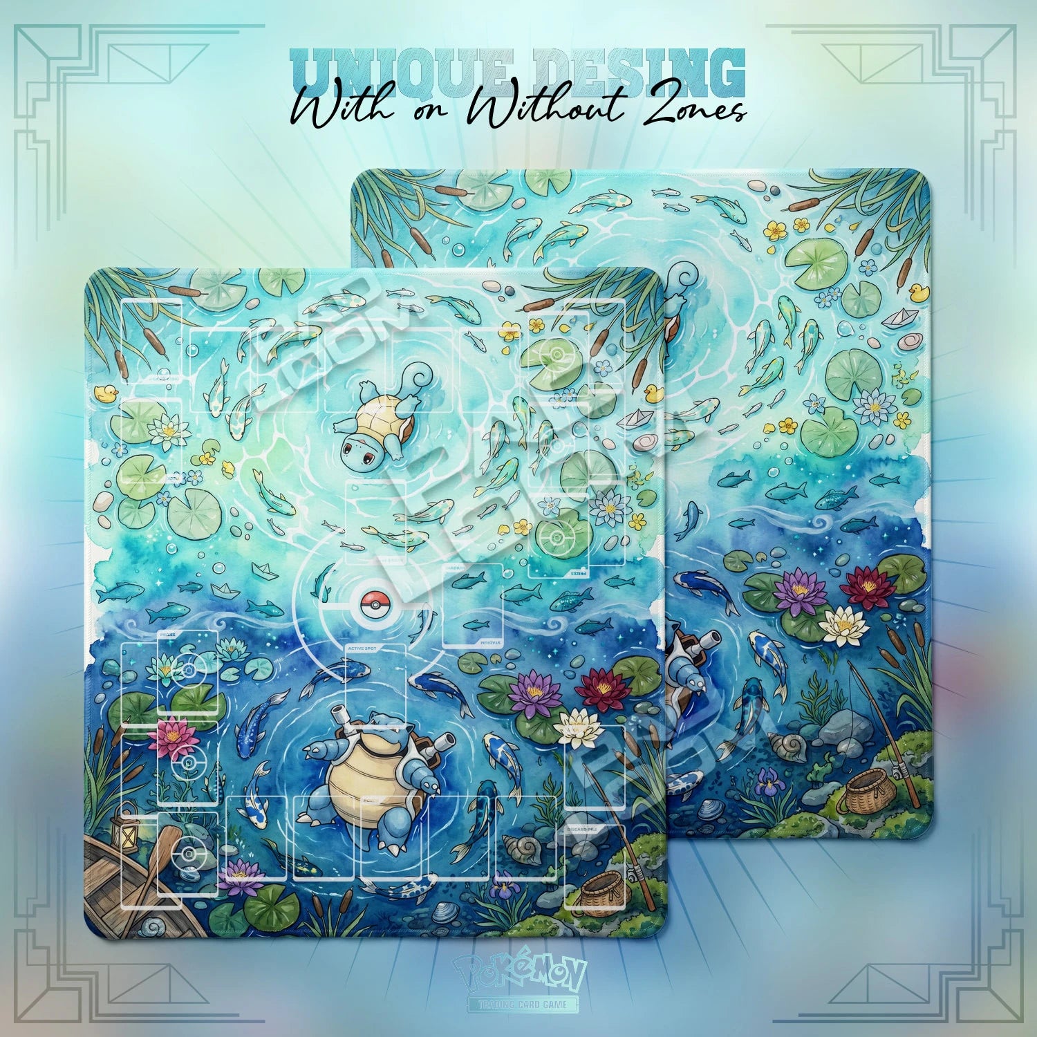 Squirtle Blastoise Playmat - 2 Player Pokemon TCG Mat