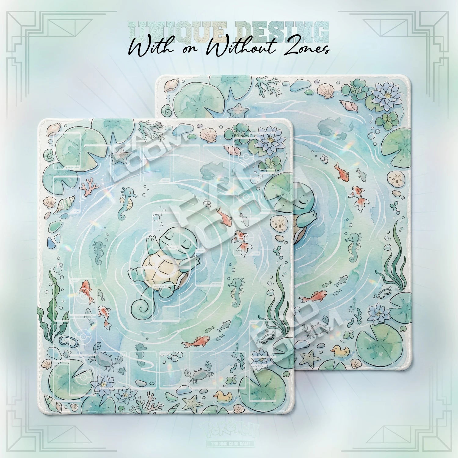 Squirtle Bubble Playmat - 2 Player Pokemon TCG Mat