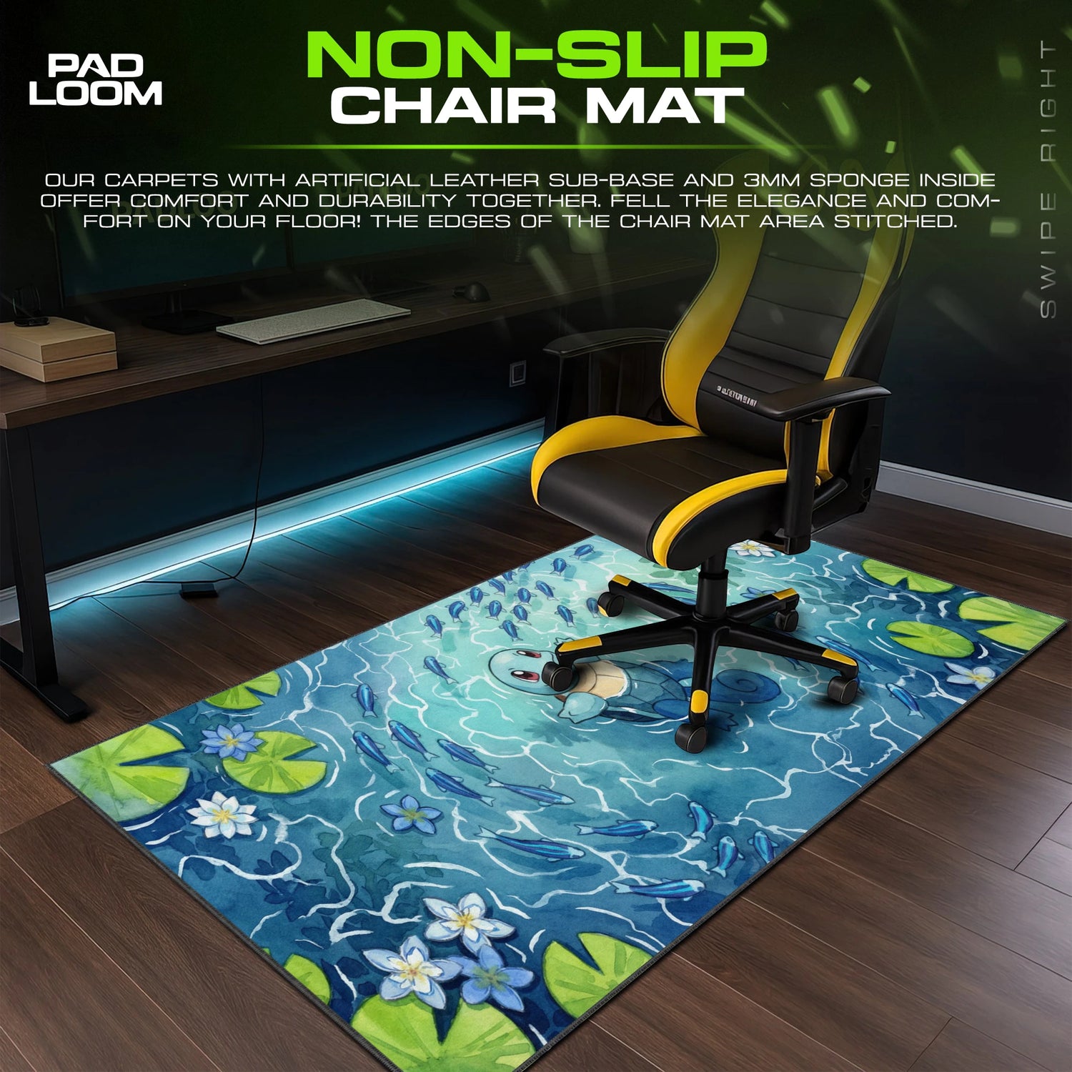 Squirtle Koi Pond Swirl Mouse Pad - Pokemon Desk Mat
